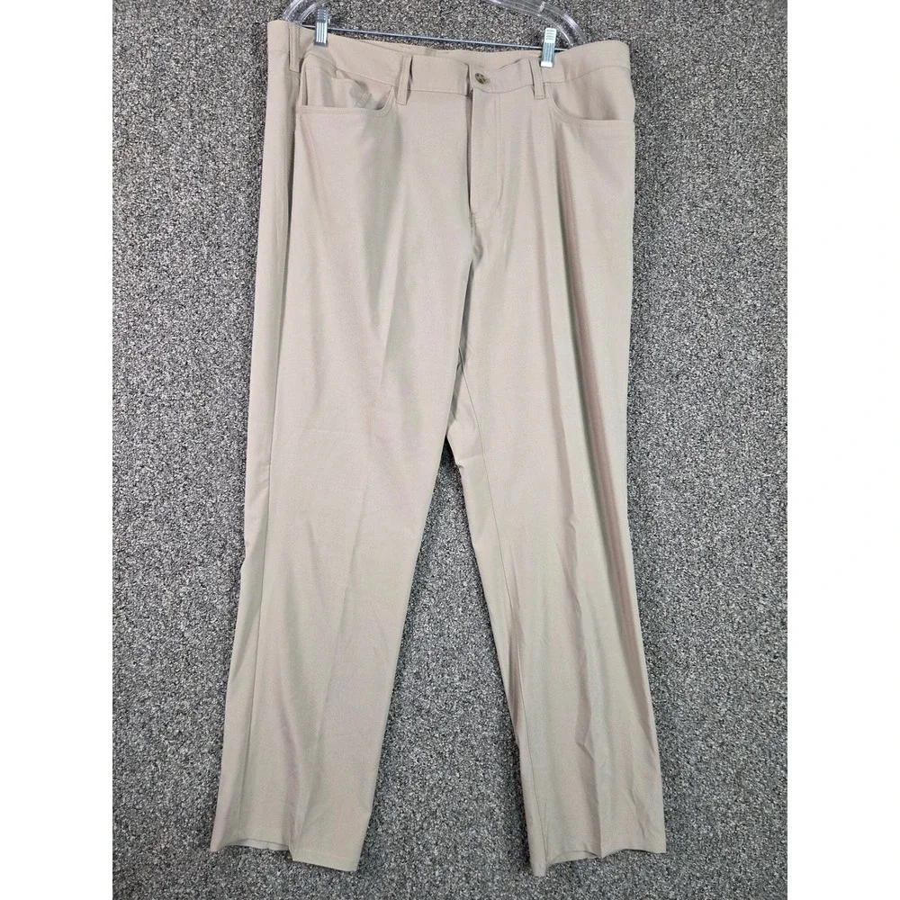 Ben Hogan Performance Golf Pants Mens 40x32 Tan Khaki Stretch Flat Front WT4870